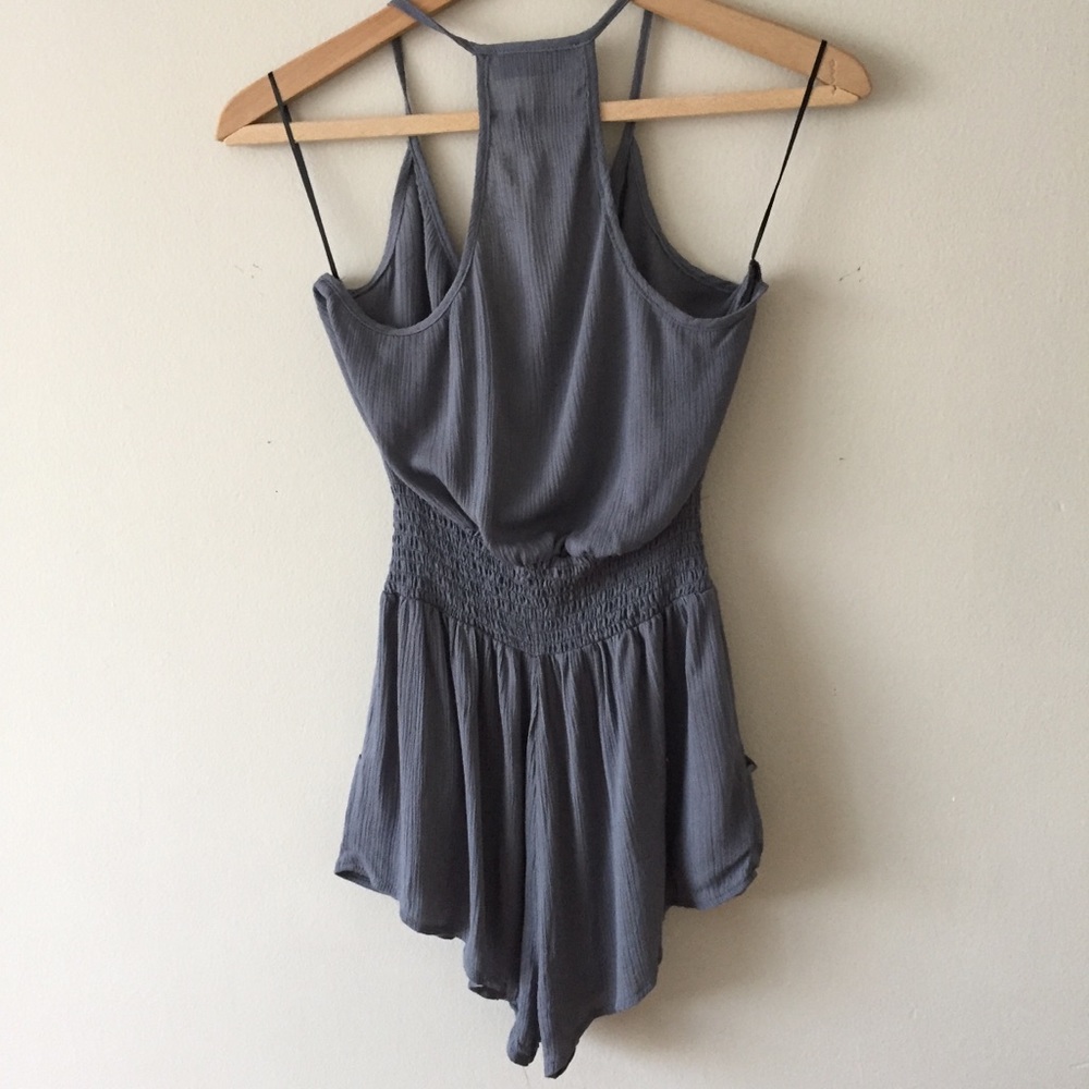 Romper grey smocked pocket romper, festival romper - Picture 6 of 6